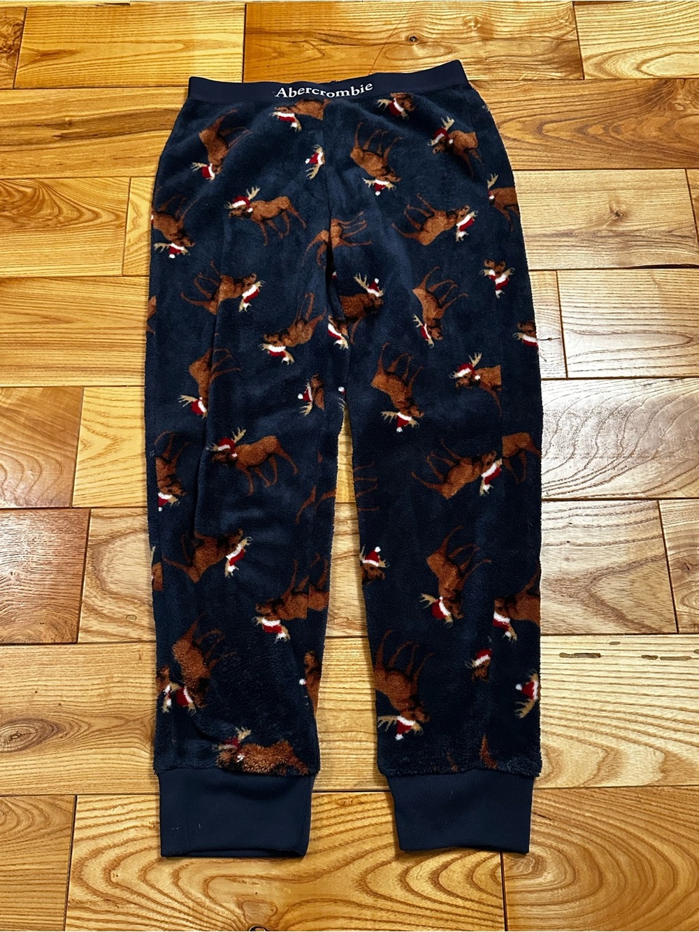 abercrombie kids Navy Pajama Pants, Holiday Moose Print, Sz 13/14
